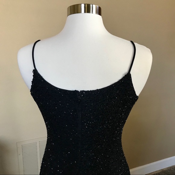 Black Sequence Spag Strap Evening Gown by Jump - Picture 6 of 8